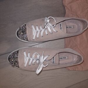 Miu Miu Blush Embellished Sneakers